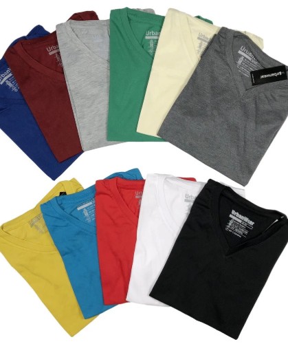 multi colored cotton v neck shaped t shirt