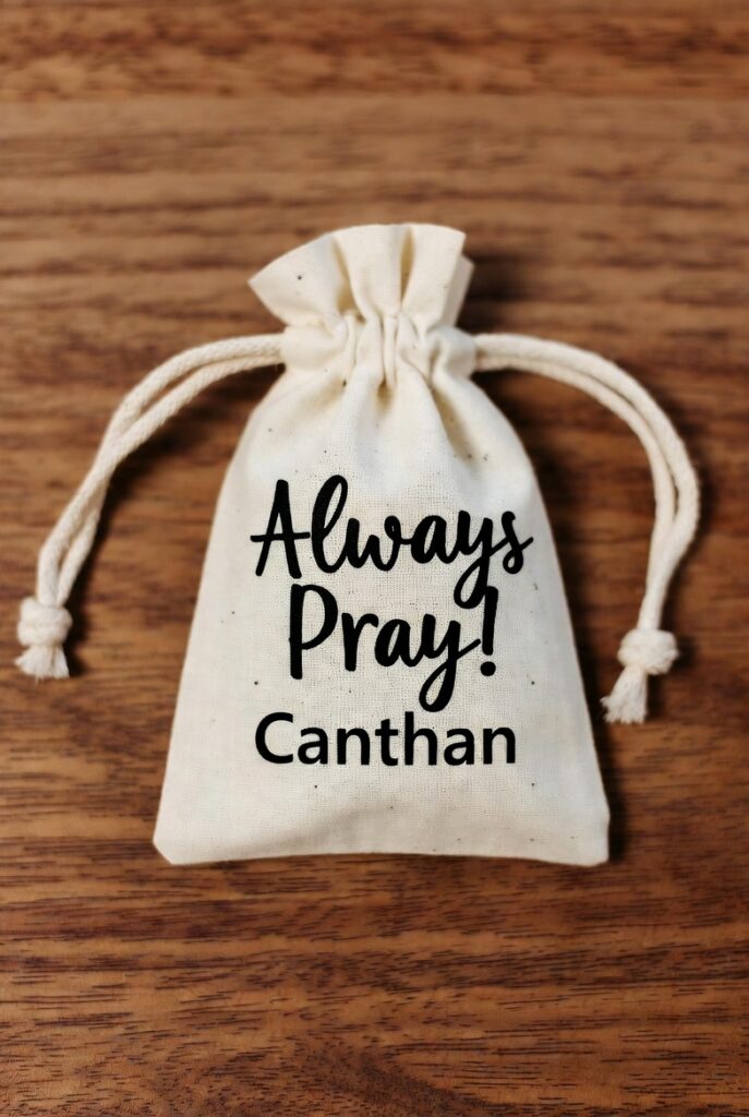 rosary pouch with always pray message