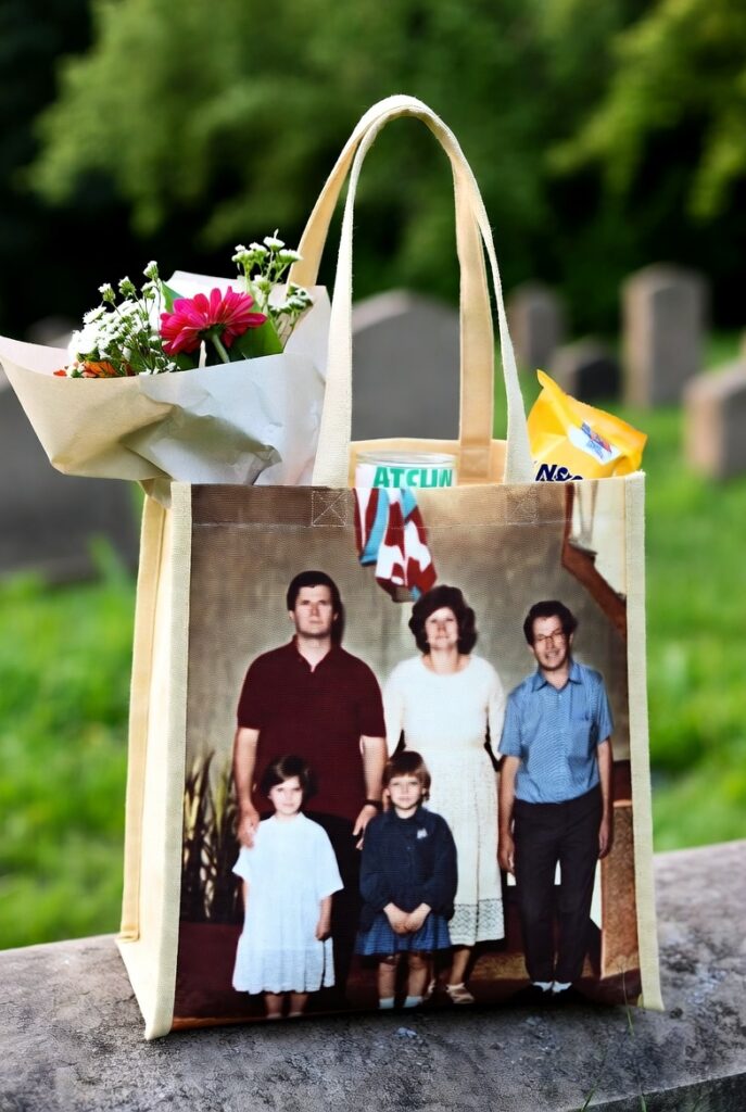tote bag with flowers and candles
